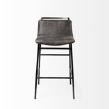 Kavalan 33.5" Total Height Ebony Leather Seat Black Metal Frame Counter Stool from Mercana - Luna Furniture