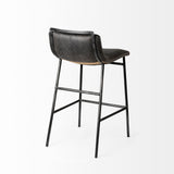 Kavalan 33.5" Total Height Ebony Leather Seat Black Metal Frame Counter Stool from Mercana - Luna Furniture
