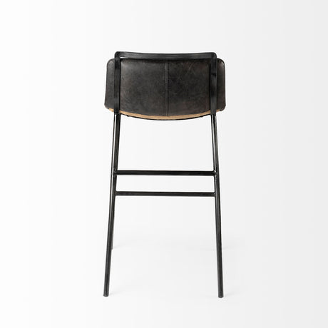 Kavalan 33.5" Total Height Ebony Leather Seat Black Metal Frame Counter Stool from Mercana - Luna Furniture