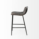 Kavalan 33.5" Total Height Ebony Leather Seat Black Metal Frame Counter Stool from Mercana - Luna Furniture