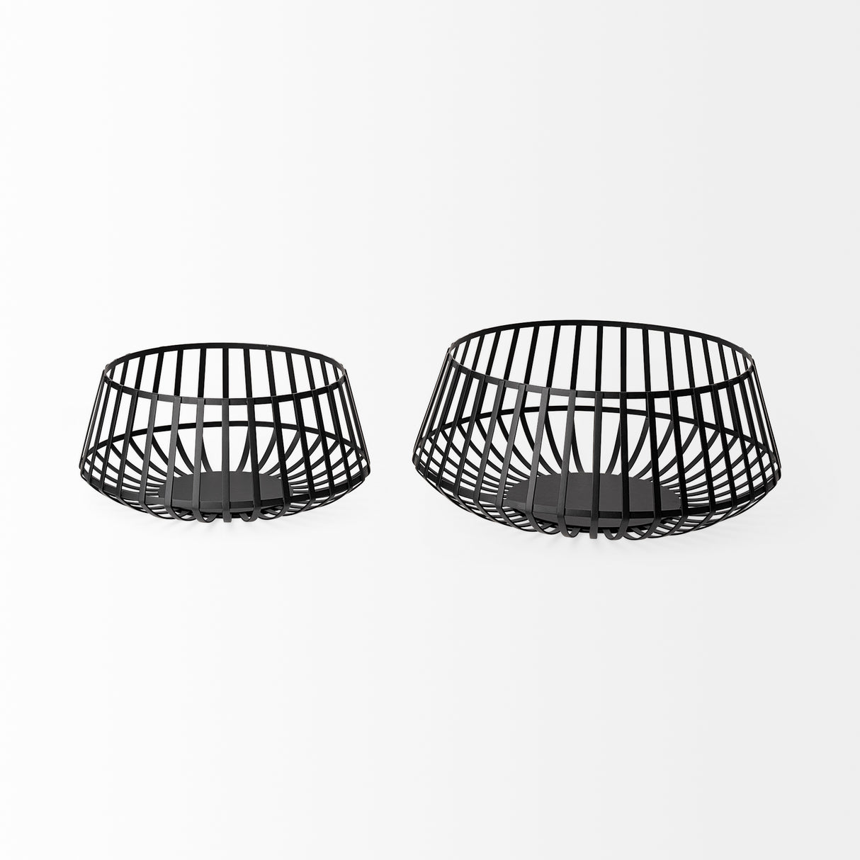 Emilio Set of 2 Black Metal Slated Bowls from Mercana - Luna Furniture