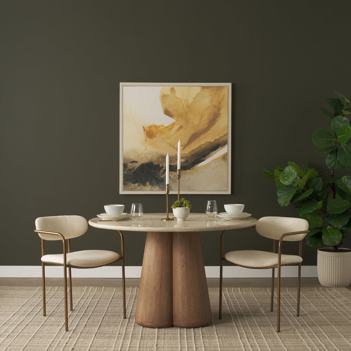 Parker I Cream Fabric Seat Gold Metal Frame Dining Chair, Set of 2 from Mercana - Luna Furniture