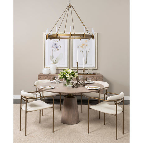 Maxwell II 54" Round Brown Solid Wood Top Brown Wood/Gold Metal Base Dining Table from Mercana - Luna Furniture
