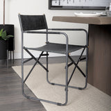 Direttore Black Iron Frame Black Leather Dining Chair from Mercana - Luna Furniture
