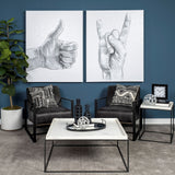 Nathan II 18" x 20" Square Top White Marble and Black Metal End/Side Table from Mercana - Luna Furniture