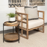 Skylar II Tan Fabric Covered Cushioned Demi-Lune Wooden Frame Accent Chair from Mercana - Luna Furniture