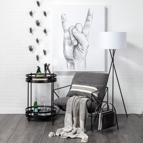 Leonidas 28.5L x 29.5W x 34.0H Grey Fabric Wrap Black Metal Frame Accent Chair from Mercana - Luna Furniture