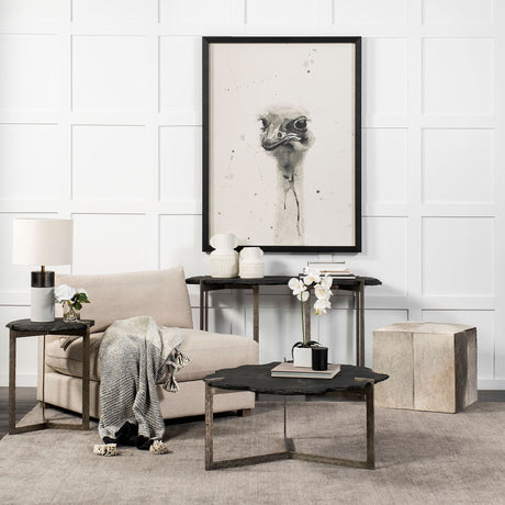Zahavi I 20" Grey-toned hair-on-hide ottoman from Mercana - Luna Furniture