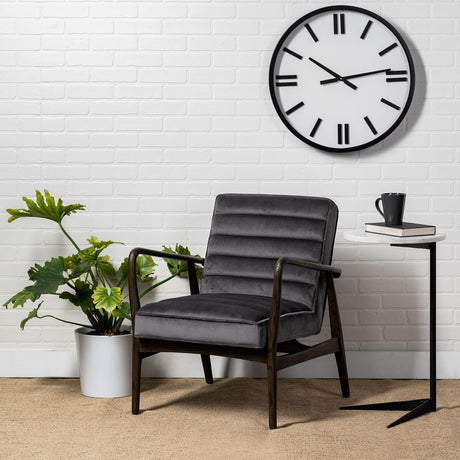 Ballatine II 15L x 15W x 27L White Marble Round Top White w/ Black Metal Base Accent Table from Mercana - Luna Furniture