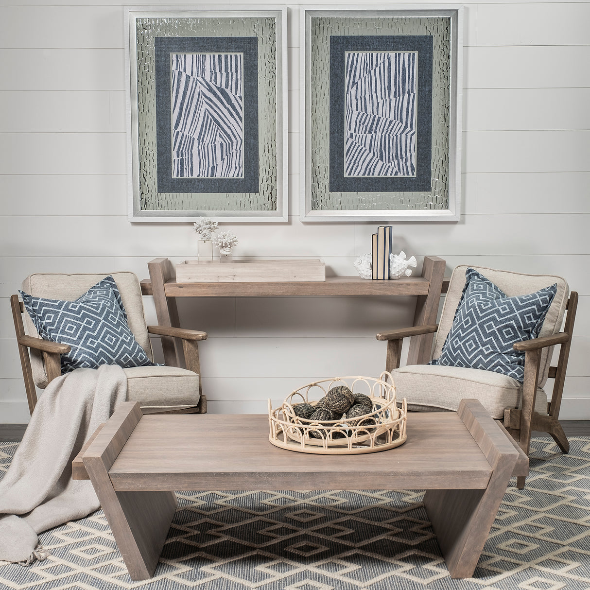 Leona (Set of 2) Natural Wicker Woven Mirrored Base Nesting Trays from Mercana - Luna Furniture