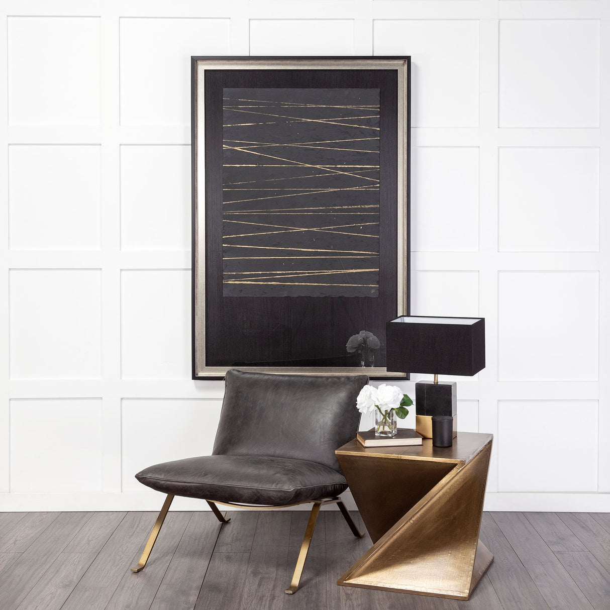 Flavelle II Black Leather Cushion Seat and Solid Iron Base Accent Chair from Mercana - Luna Furniture