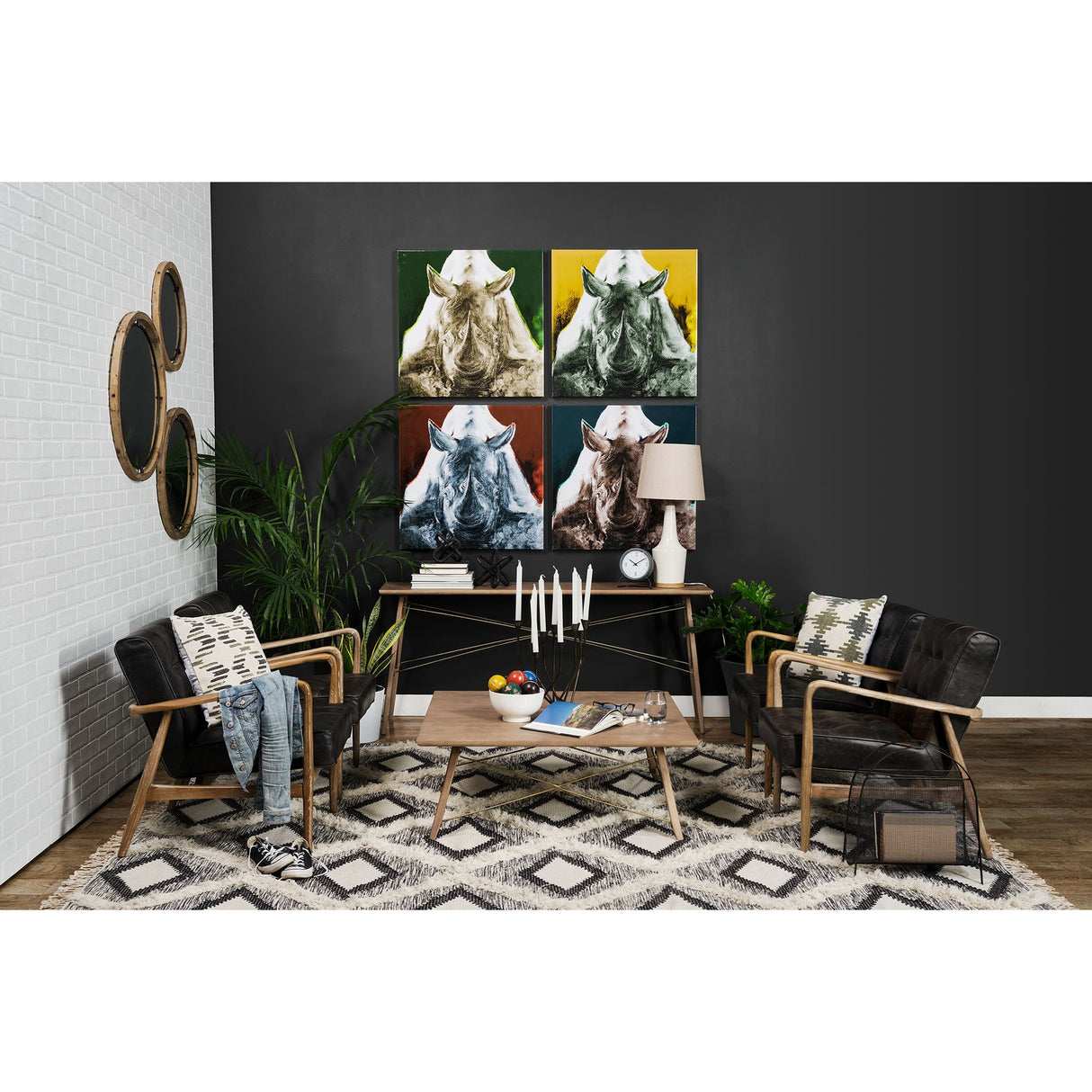 Rhino Blue by Mercana Studio a Hand Embellished Textured Canvas from Mercana - Luna Furniture