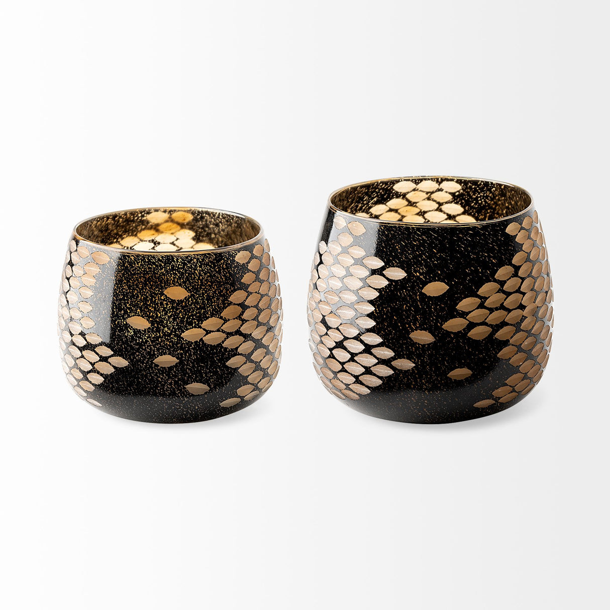 Mojave Large Black and Gold Detail Glass Vase from Mercana - Luna Furniture