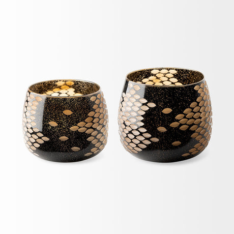 Mojave Large Black and Gold Detail Glass Vase from Mercana - Luna Furniture