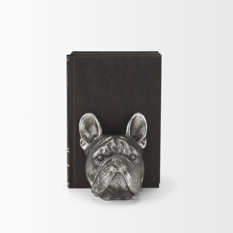 Bruno (Set of 2) 5L x 5W Silver American Bulldog Bookends from Mercana - Luna Furniture