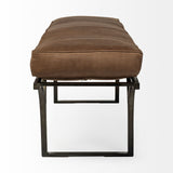 Jessie 55L x 16W Brown Leather Seat W/Black Metal Base Accent Bench from Mercana - Luna Furniture