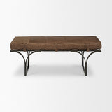 Jessie 55L x 16W Brown Leather Seat W/Black Metal Base Accent Bench from Mercana - Luna Furniture