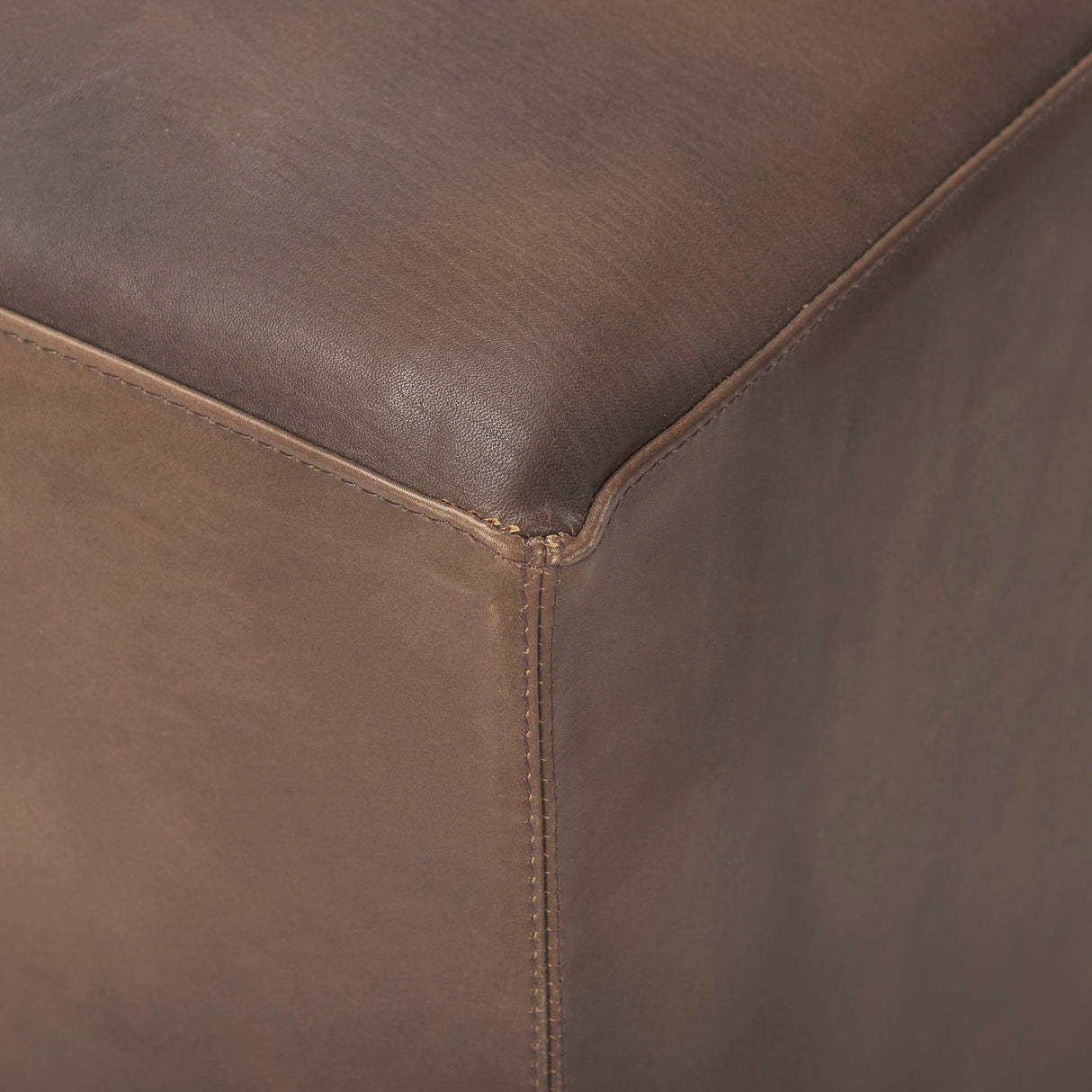 Minara 36" Square Brown Leather Wrapped w/Wood Base Ottoman from Mercana - Luna Furniture