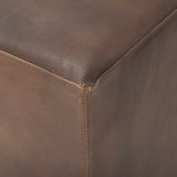 Minara 36" Square Brown Leather Wrapped w/Wood Base Ottoman from Mercana - Luna Furniture