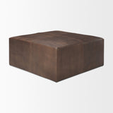 Minara 36" Square Brown Leather Wrapped w/Wood Base Ottoman from Mercana - Luna Furniture