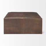 Minara 36" Square Brown Leather Wrapped w/Wood Base Ottoman from Mercana - Luna Furniture
