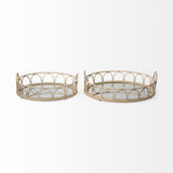 Leona (Set of 2) Natural Wicker Woven Mirrored Base Nesting Trays from Mercana - Luna Furniture