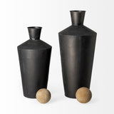 Asher Set of Two Black Metal Urns from Mercana - Luna Furniture