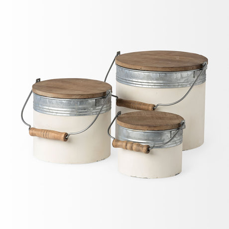 Alani (Set of 3) White Metal Storage Boxes from Mercana - Luna Furniture