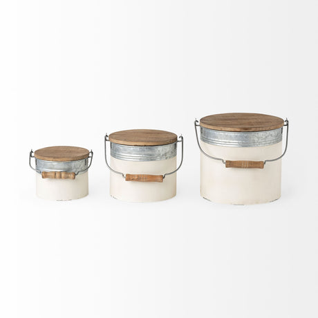 Alani (Set of 3) White Metal Storage Boxes from Mercana - Luna Furniture