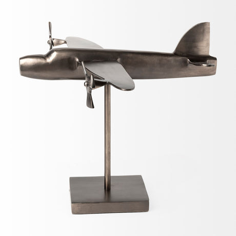 Maverick I 12L x 16W Gray Metal Bomber Plane from Mercana - Luna Furniture