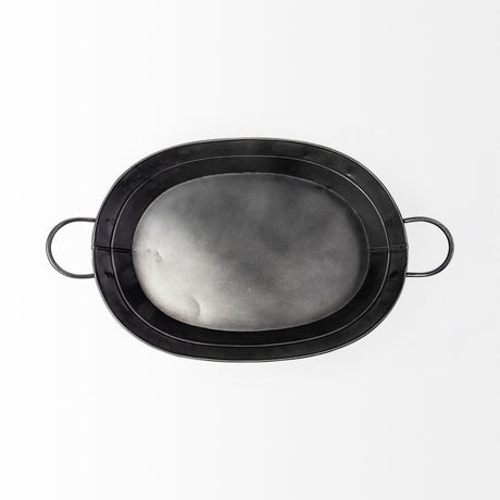 Reno 20L x 14W Black Metal Vintage Inspired Basket from Mercana - Luna Furniture