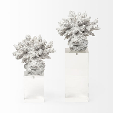 Isla (Large) 5L x 5W White Replica Resin Coral On Clear White Glass from Mercana - Luna Furniture