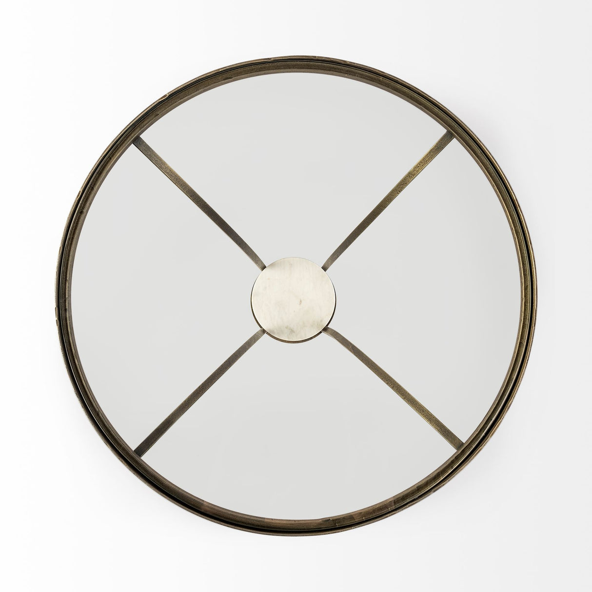Jacinta II 21" Round Glass Top Metal and Marble Pedestal End/Side Table from Mercana - Luna Furniture