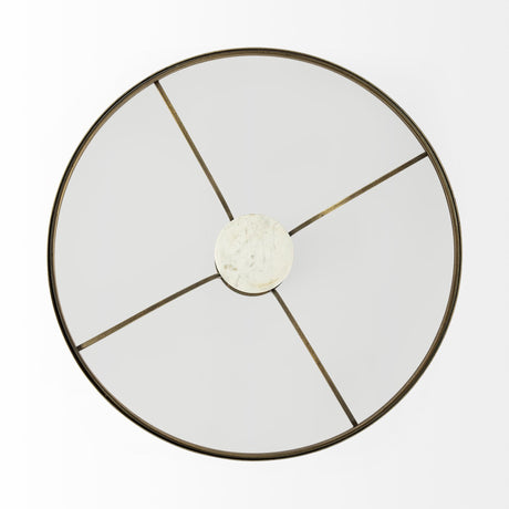 Jacinta 36" Round Glass Top Metal and Marble Pedestal Coffee Table from Mercana - Luna Furniture