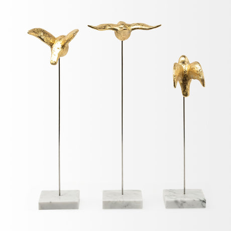 Aya Set of 3 11L x 4W Gold Metal Decorative Birds from Mercana - Luna Furniture