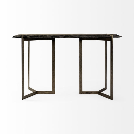 Shale III 50L x 20W Black Live-Edge Slate and Iron Console Table from Mercana - Luna Furniture