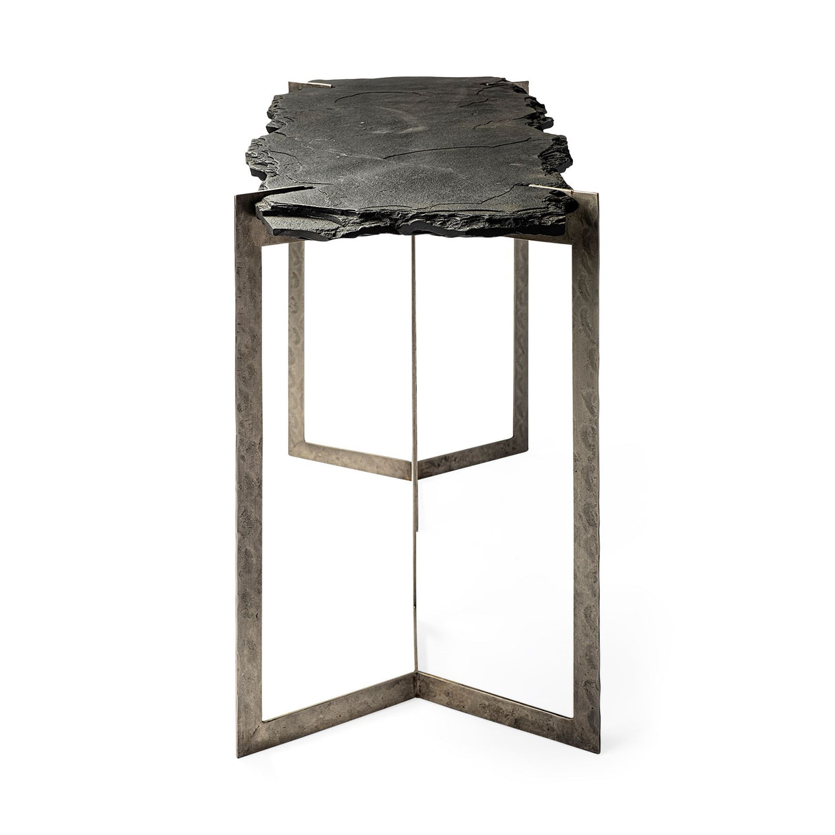Shale III 50L x 20W Black Live-Edge Slate and Iron Console Table from Mercana - Luna Furniture