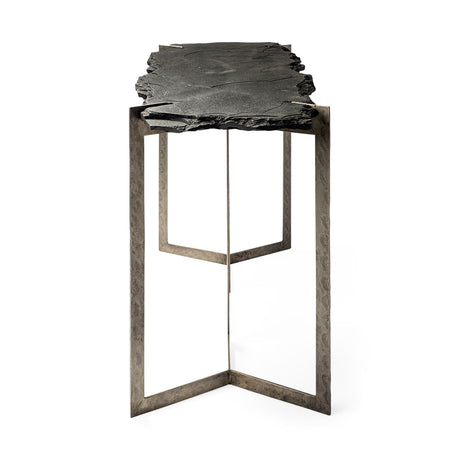 Shale III 50L x 20W Black Live-Edge Slate and Iron Console Table from Mercana - Luna Furniture