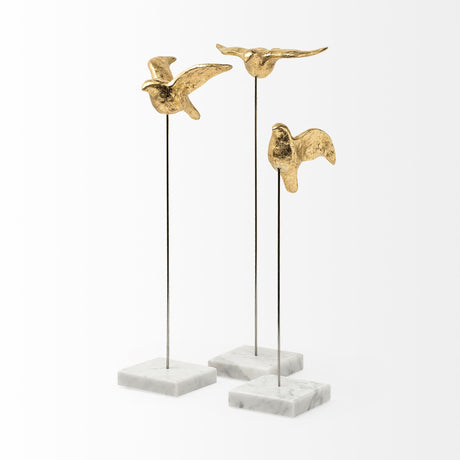 Aya Set of 3 11L x 4W Gold Metal Decorative Birds from Mercana - Luna Furniture