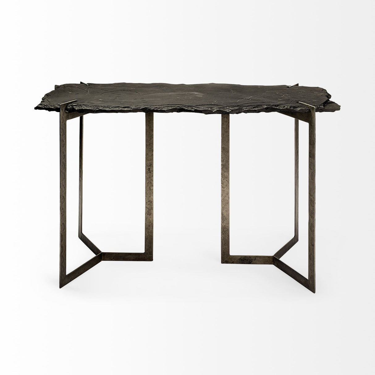 Shale III 50L x 20W Black Live-Edge Slate and Iron Console Table from Mercana - Luna Furniture