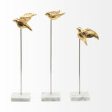 Aya Set of 3 11L x 4W Gold Metal Decorative Birds from Mercana - Luna Furniture