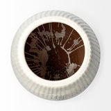 Reyan Small Pearl White Ceramic Striped Vase from Mercana - Luna Furniture
