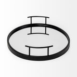 Ansel 20L x 14W Black Metal Mirrored Bottom Oval Serving Tray from Mercana - Luna Furniture