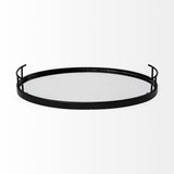 Ansel 20L x 14W Black Metal Mirrored Bottom Oval Serving Tray from Mercana - Luna Furniture