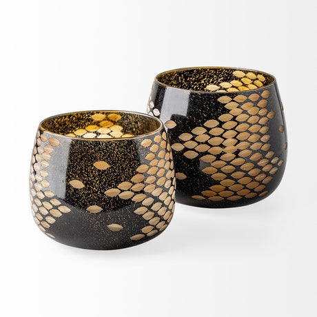 Mojave Large Black and Gold Detail Glass Vase from Mercana - Luna Furniture