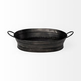 Reno 20L x 14W Black Metal Vintage Inspired Basket from Mercana - Luna Furniture