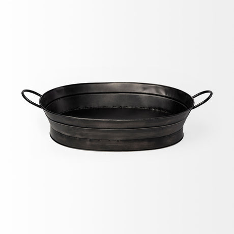Reno 20L x 14W Black Metal Vintage Inspired Basket from Mercana - Luna Furniture
