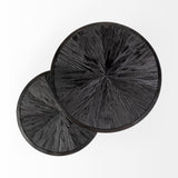 Chakra 19.7" Set of Two Round Dark Wood Top Black Frame Accent Tables from Mercana - Luna Furniture