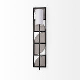 Navin 10x46.5 Black Metal Body White Fabric Shade Rectangular Wall Sconce from Mercana - Luna Furniture