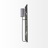 Navin 10x46.5 Black Metal Body White Fabric Shade Rectangular Wall Sconce from Mercana - Luna Furniture